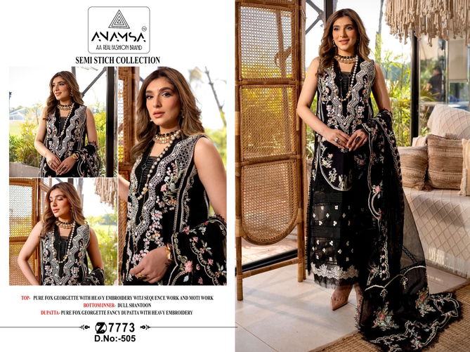 Anamsa 505 Embroidery Georgette Pakistani Suits Wholesale Market In Surat
